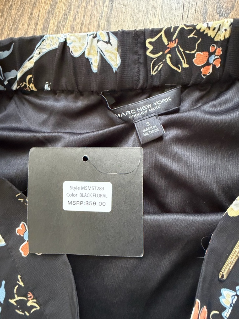 Marc New York Black Floral Ruffle Midi Skirt with Cream & Pink Blooms - Picture 4 of 6